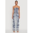 thumbnail image 2 of Womens Acid Wash Denim Multi Cargo Pocket Strapless Jumpsuit, 2 of 4