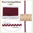 thumbnail image 2 of 44 yardas de cinta zigzag para coser, cinta zigzag de encaje ondulado de 1/8 de pulgada, color rojo oscuro, con flecos ondulados y curvados, en forma de S., 2 of 9