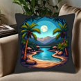 thumbnail image 5 of Set of 2 18x18in Throw Pillow Covers - Tropical Landscape Design with Moonlit Palm Trees Perfect for Couch Bed or Car Decor, 5 of 8