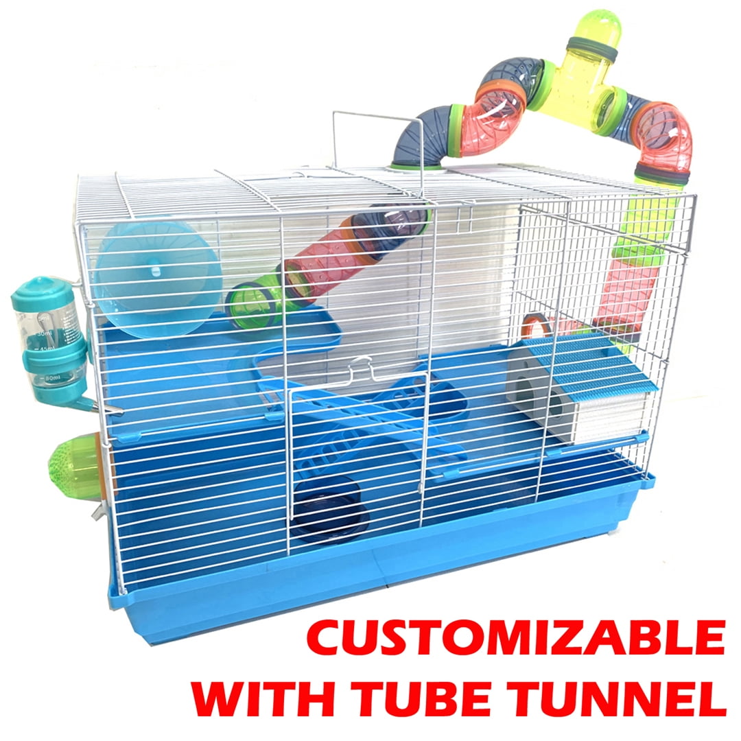 Large 3-Floor Hamster Habitat House Critters Expandable and Customizable Cage Gerbil Mouse Mice Complete Full Set of Accessories