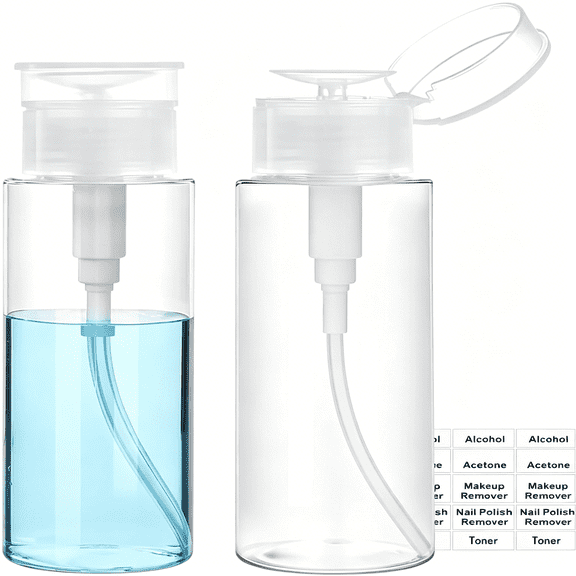 ACDANC 2-Pack 3.4oz Clear Push Down Pump Dispenser, Empty Liquid Container