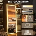 thumbnail image 3 of Swafrrt 57x18 Inch Rectangle LED Full Length Mirror, Black Frame Lighted Floor Standing Mirror with Dimmable & 3 Color Lighting for Bedroom Cloakroom, Wall Mounted Floor Mirror, 3 of 9