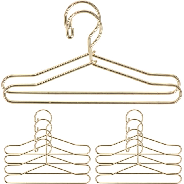 MasteelfCA 10pcs Metal Mini Clothes Hangers Mini House Clothes Support Dolls Coat Rack