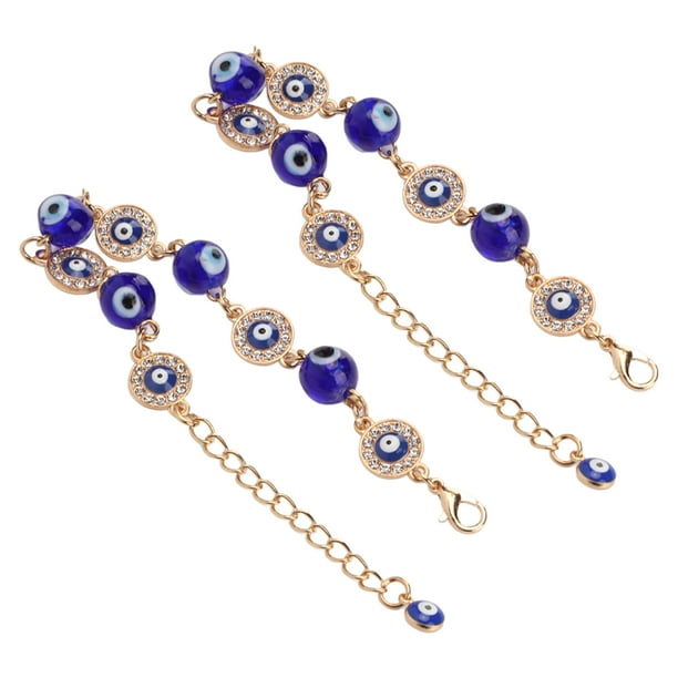 Pulsera turca de la suerte, 2 piezas Pulsera de ojo azul Pulseras con dijes de cuentas de ojo azul Pulsera de ojo azul Rendimiento sólido