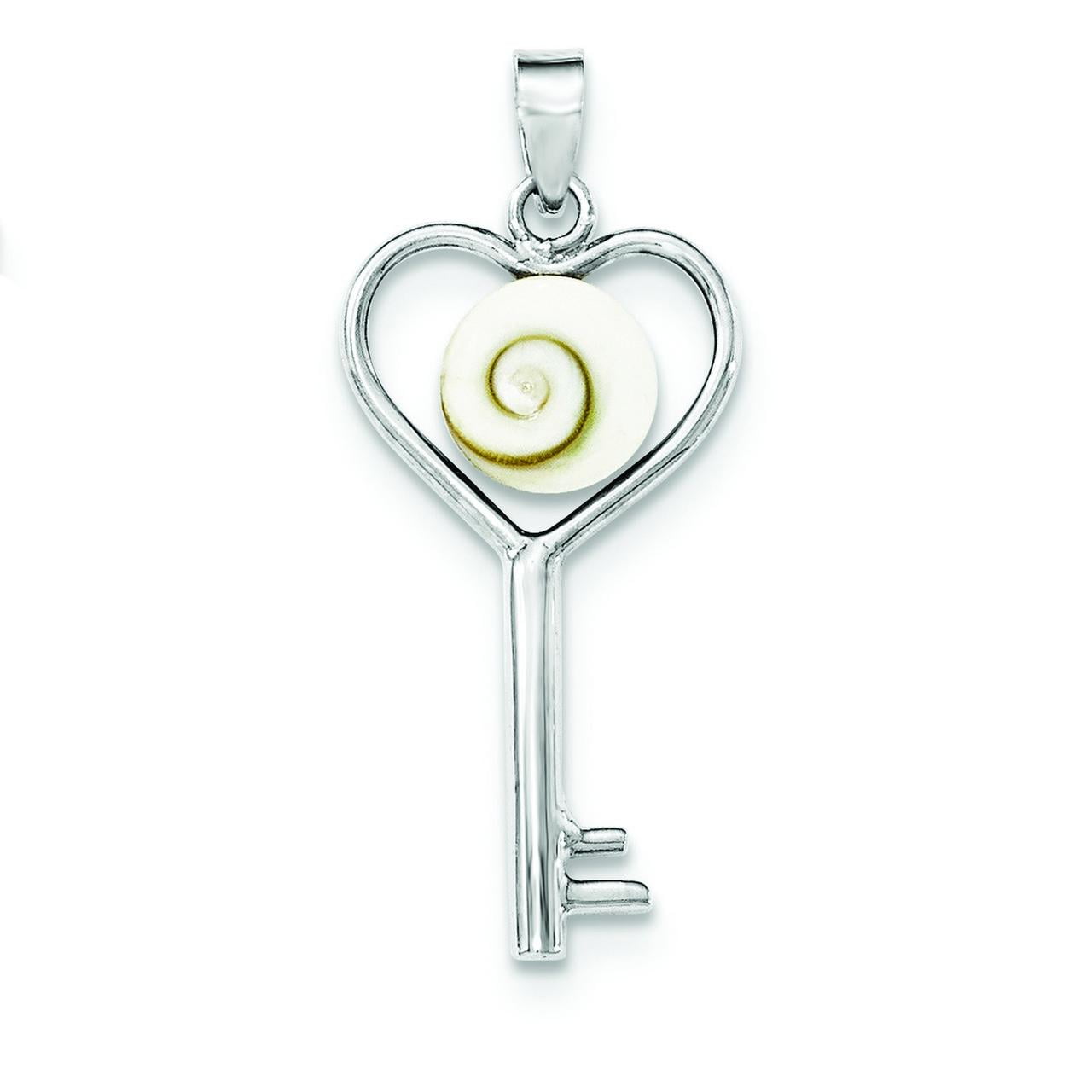 West Coast Jewelry Sterling Silver Polished Shiva Eye Heart Key Pendant 