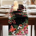thumbnail image 3 of Table Runners 70 Inches Long Dress Scarves, Cardinal Bird Farmhouse Coffee/Dining/Kitchen Table Decor, Holiday Table Runner, Winter Poinsettia Pine Cones Berry Black 13x70 Inch, 3 of 9