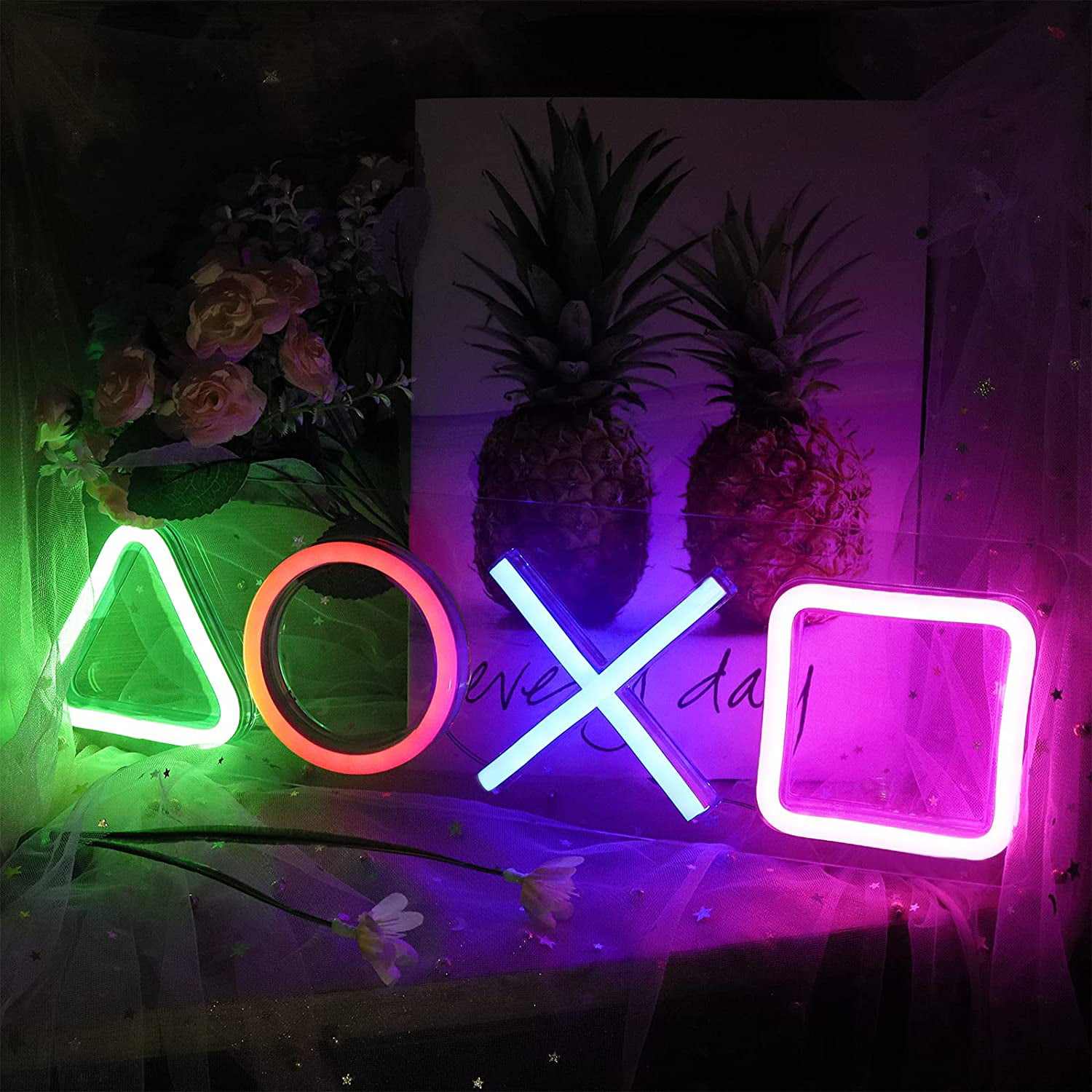 Gaming Neon Signs(16.5''×4.96'') Led Gaming Lights For Playstation Icon Bedroom Wall Decor Acrylic Board Led Light Game Room, Man Cave, Bar Club Decoration - Walmart.com