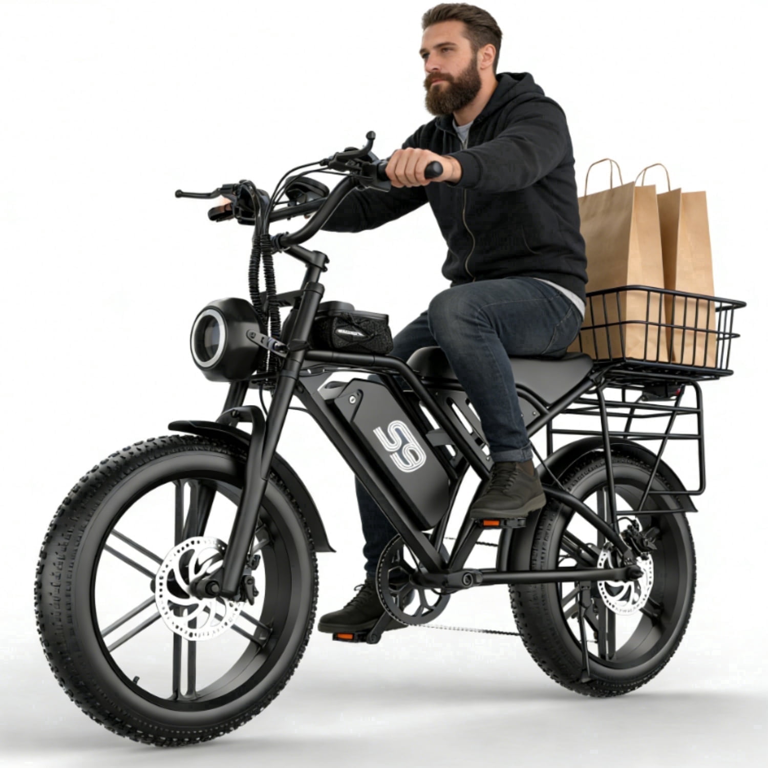 ASKGO 48V 20Ah Electric Bike for Adults, 2200W Peak 750W Fat Tire Off-Road Ebike, 30MPH & 75 Miles, Cargo Ebike,NFC Unlock Electric Dirt Bike,UL2849