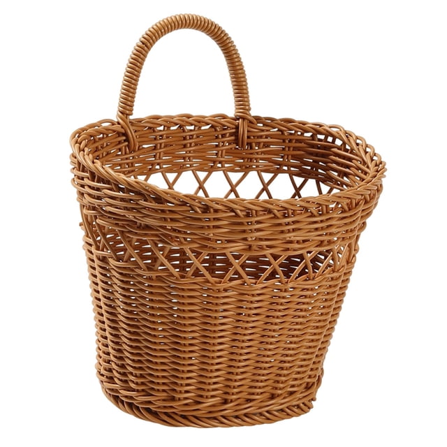 Cesta de pared tejida para colgar, organizador de almacenamiento, cesta de almacenamiento versátil para decoración de habitaciones Marrón