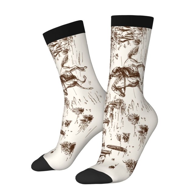 Balery Western Desert Cowboys3 Calcetas Largas con Estampado para Hombre y Mujer – Suaves y Transpirables, Talla Única (US 5-11)
