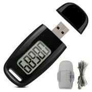 Simple Step Counter,Walking 3D Pedometer with Rechargeable Battery,Accurate Fitness Tracker,Digital Pedometer,Black