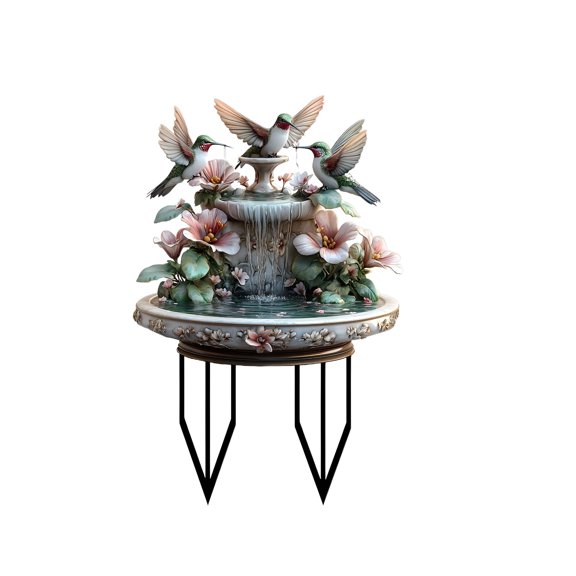 XIBUFE 2 Packs Acrylic Hummingbird Garden Statue,Water Feature Outdoor Decor for Yard,Patio,Flower Bed