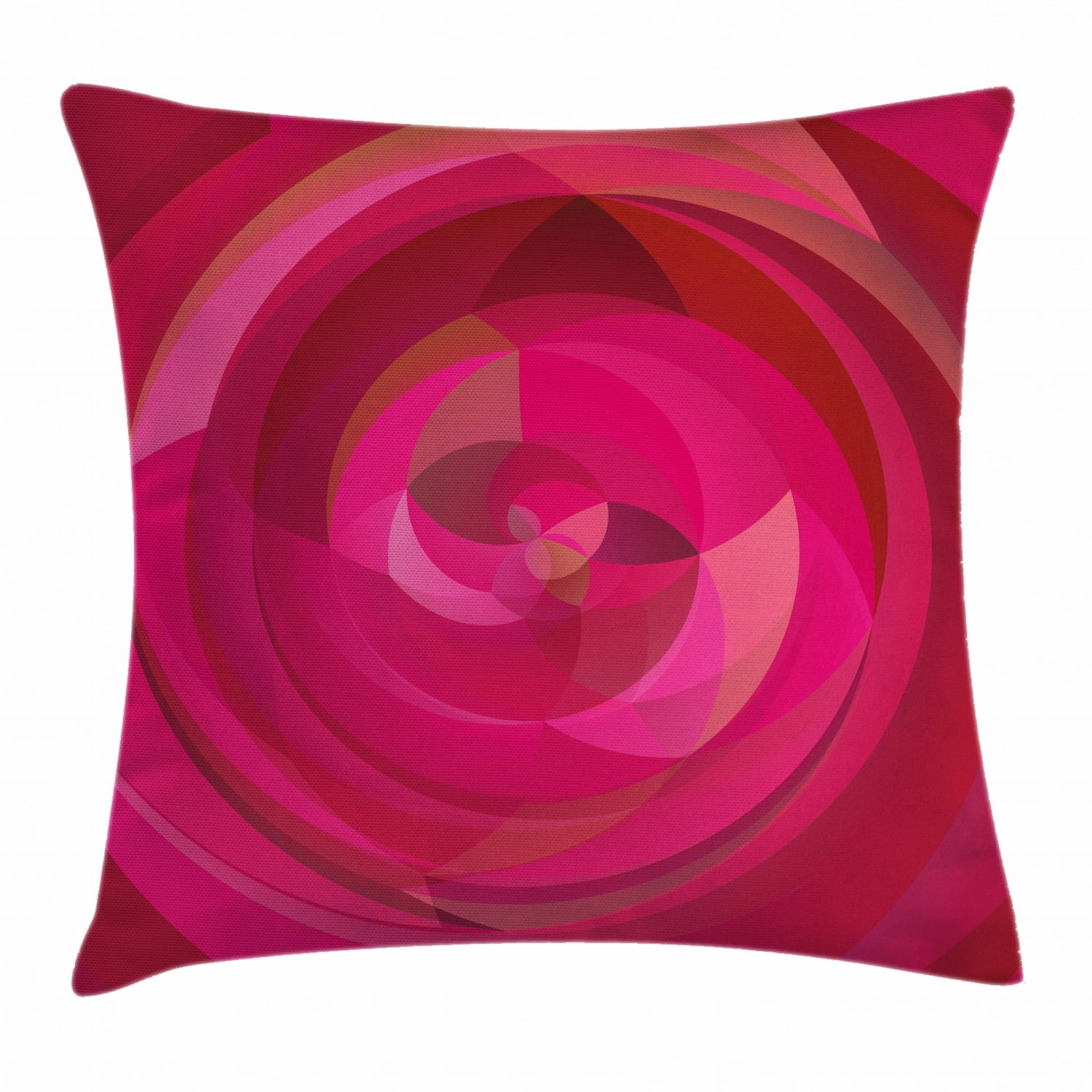 Hot Pink Throw Pillow Cushion Cover, Abstract Vortex with Swirls and