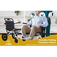 thumbnail image 3 of 20 Inches Portable Folding Transport Wheelchair, Ultra-Light Wheelchair with Telescopic Handle & 12 Inches Rear Wheels, Wheelchairs for Adults and Seniors, Support 120kg Lorelo, 3 of 8