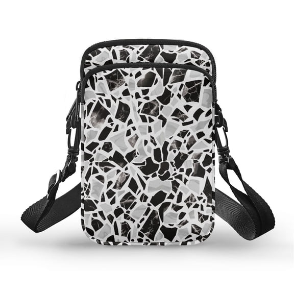 HELLHERO Black-and-white Chippy Texture Sling Bag with Women Adjustable Shoulder Strap Shoulder Purse Stylish Polyester