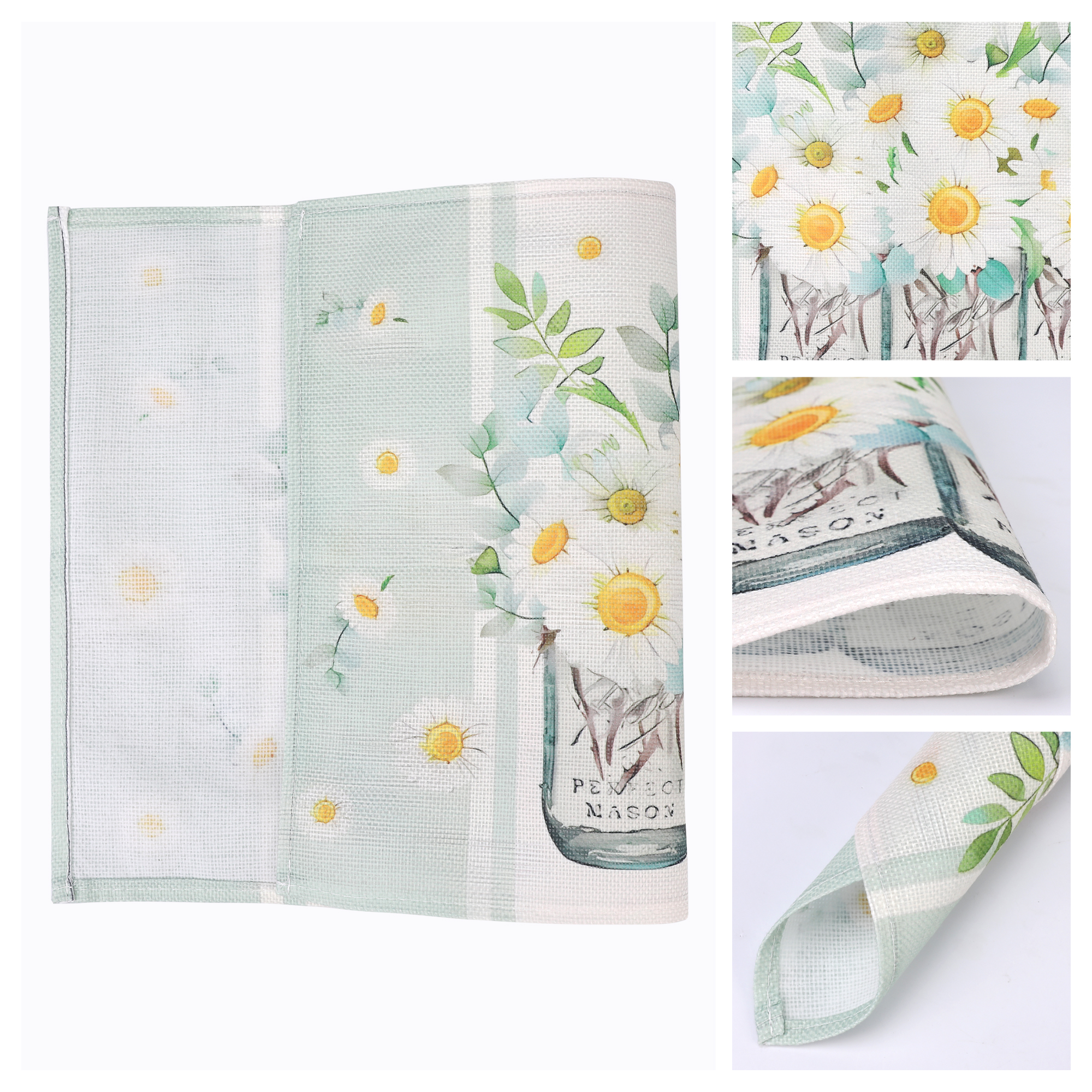 Unique Bargains Farmhouse Placemats Set of 6 Linen Placemats for Dining Table Green