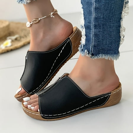 

Women s Simple Platform Sandals Casual Open Toe Summer Shoes Comfortable Slip On Sandals