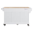 thumbnail image 6 of Kitchen Island with Rubber Wood Countertop, Versatile Serving Cart Rolling on Wheels with Towel Rack, Spice Rack & 5 Drawer for Living Dinning, 6 of 6