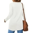 thumbnail image 3 of Sexy Dance Hauts pour Femmes T-shirt Uni Manches Longues Tee-Shirt Décontracté Col Rond Chandail Blanc P, 3 of 4