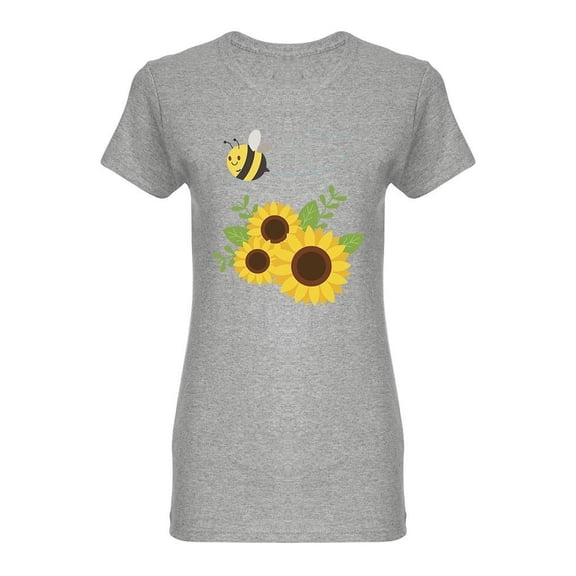 Bee Flying And Sunflowers T-Shirt Women -Image by Shutterstock, Female 3X-Large