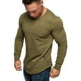 thumbnail image 2 of Frontwalk Mens T Shirts Solid Color T-shirt Long Sleeve Tops Men Fashion Pullover Crew Neck Basic Tee Army Green L, 2 of 4