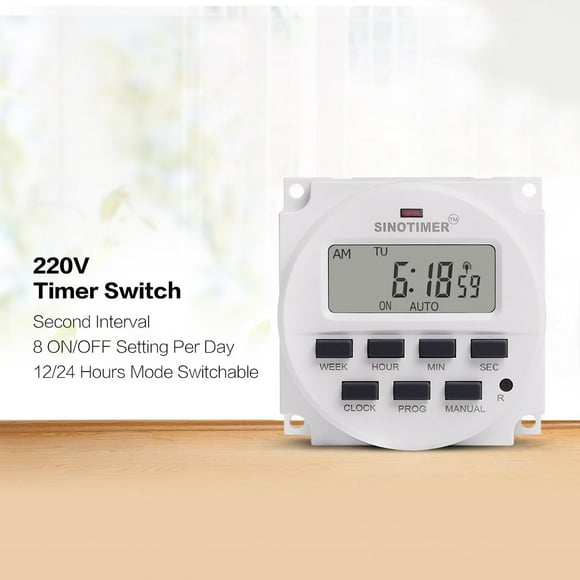 SINOTIMER 220V Weekly 7 Days Digital Programmable Time Switch Relay Timer Control for Electric Appliance 8 ON/OFF Setting