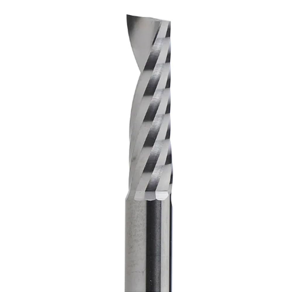 Gamvdout 1pc CNC Router Bit Engraving Cut 3.175 /4/6 Shank Single Flute Milling Cutter Spiral End Mill Woodworking Aluminum