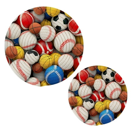 

Footballs Baseballs Pot Holders Set Trivets Hot Pads Cotton Mats for Cooking