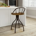 thumbnail image 2 of Hillsdale Furniture Worland Metal Adjustable Height Swivel Stool with Back, Brown Metal with Walnut Finished Wood, 2 of 19