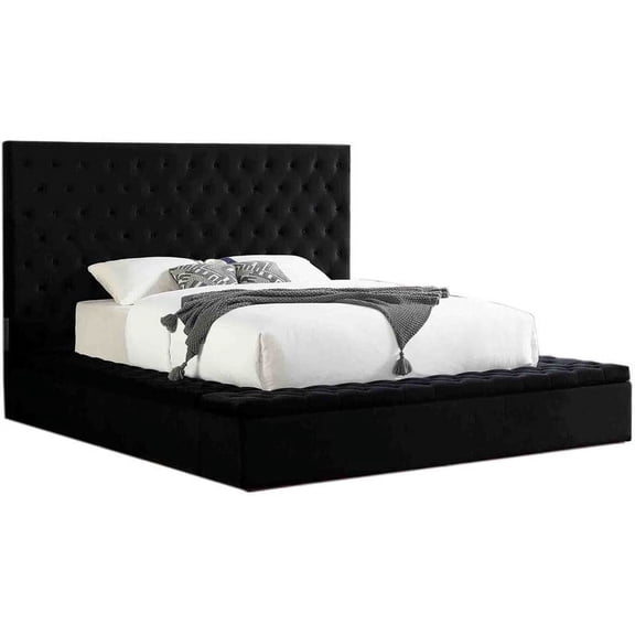 Best Master Furniture Cierra Fabric Platform Queen Bed with Storage in Black