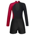 thumbnail image 4 of Haitryli Long Sleeve Gymnastics Leotard Kids Girls with Athletic Shorts Ballet Dance Skating Unitard Dancewear Burgundy 8, 4 of 7