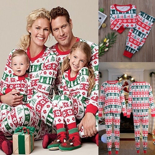 HOT!Family Matching Christmas Pajamas Set Women Baby Kids Winter Sleepwear  Nightwear