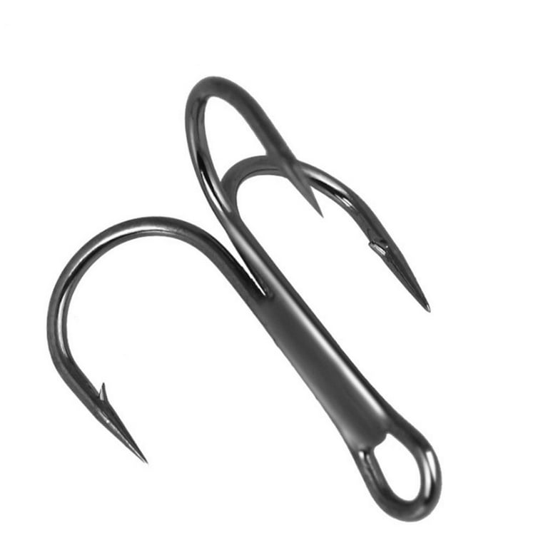 10PCS Fishing Treble Hook High Carbon Steel Barbed Hooks Lure Triple Hook  2# 4# 6# 8# 10# Fishing Hook Accessories BLACK SIZE 2 10PCS 