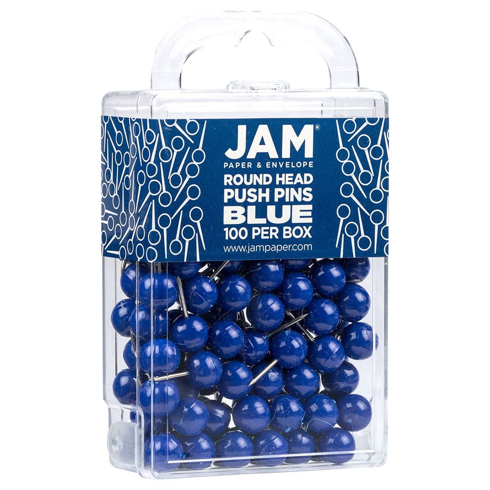  JAM PAPER Colorful Push Pins - Blue Pushpins - 100/Pack :  Office Products