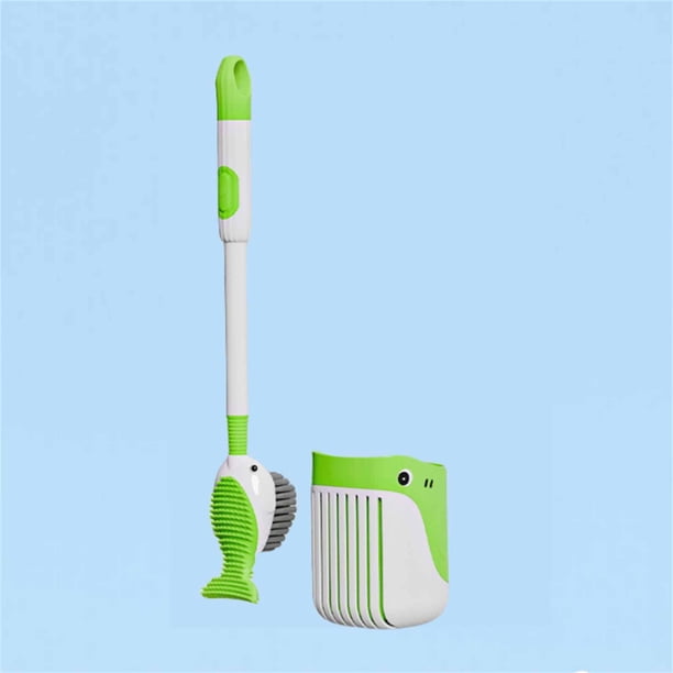 Fiudx Cepillo de Inodoro, Diseño de Rociador Líquido 2 En 1, Cabezal de Cepillo de Doble Cara, Base con Ventosa, Limpieza Profunda de Esquinas, Limpiador de Baño, Esencial para El Hogar, Tamaño Compa