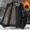 thumbnail image 4 of Mens Big & Tall Jackets Plus Size M-4X Fleece Lined Zip Up Cargo Coats with Pockets Casual Long Sleeve Solid Color Thermal Warm Outerwear Jacket, 4 of 8