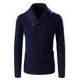 thumbnail image 2 of Men Autumn Winter Lapel Collar Long Sleeve Thick Warm Knitted Pullover Sweater, 2 of 8