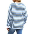 thumbnail image 4 of Fantaslook Striped Long Sleeve Shirts for Women Crewneck Tunic Tops Color Block Blouses Fall Pullover, 4 of 7