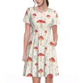 thumbnail image 1 of Bixox Robe d'Été à Manches Courtes pour Femmes Robe Ample Longueur Genou avec Poches-Champignon, 1 of 7