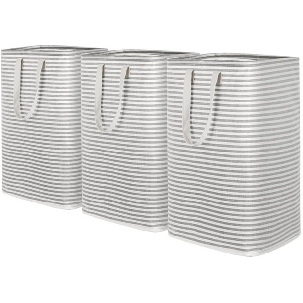 Cesto para Ropa| Cesto de Ropa Grande Plegable e Impermeable con Asas Extensibles | Se Mantiene en Pie y es Fácil de Transportar | para Ropa, Toallas y Juguetes, Gris, 80L, 3 paquetes