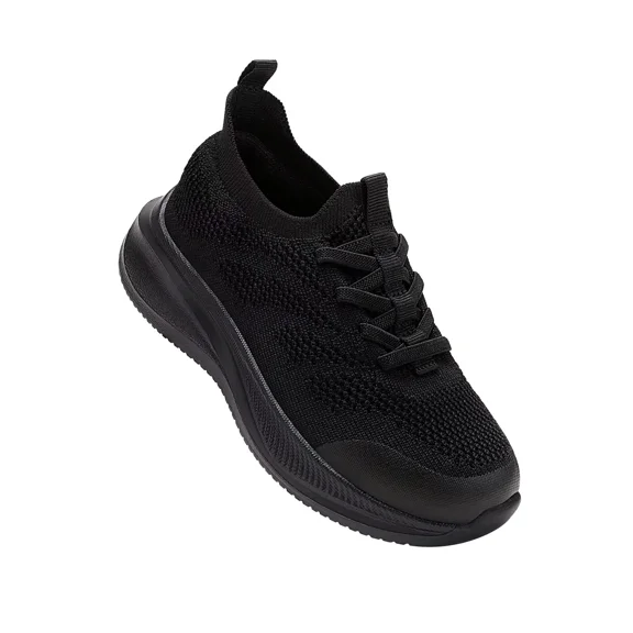 EUXTERPA Boys Girls Shoes Kids Slip on School Sneakers Unisex Breathable Tennis Running Athletic Shoes for Toddler/Little Kid/Big Kid, Black, Size 13