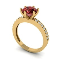 1.71ct round cut red natural garnet 18k yellow gold Bridal Wedding Engagement Promise Anniversary Ring for Women size 11
