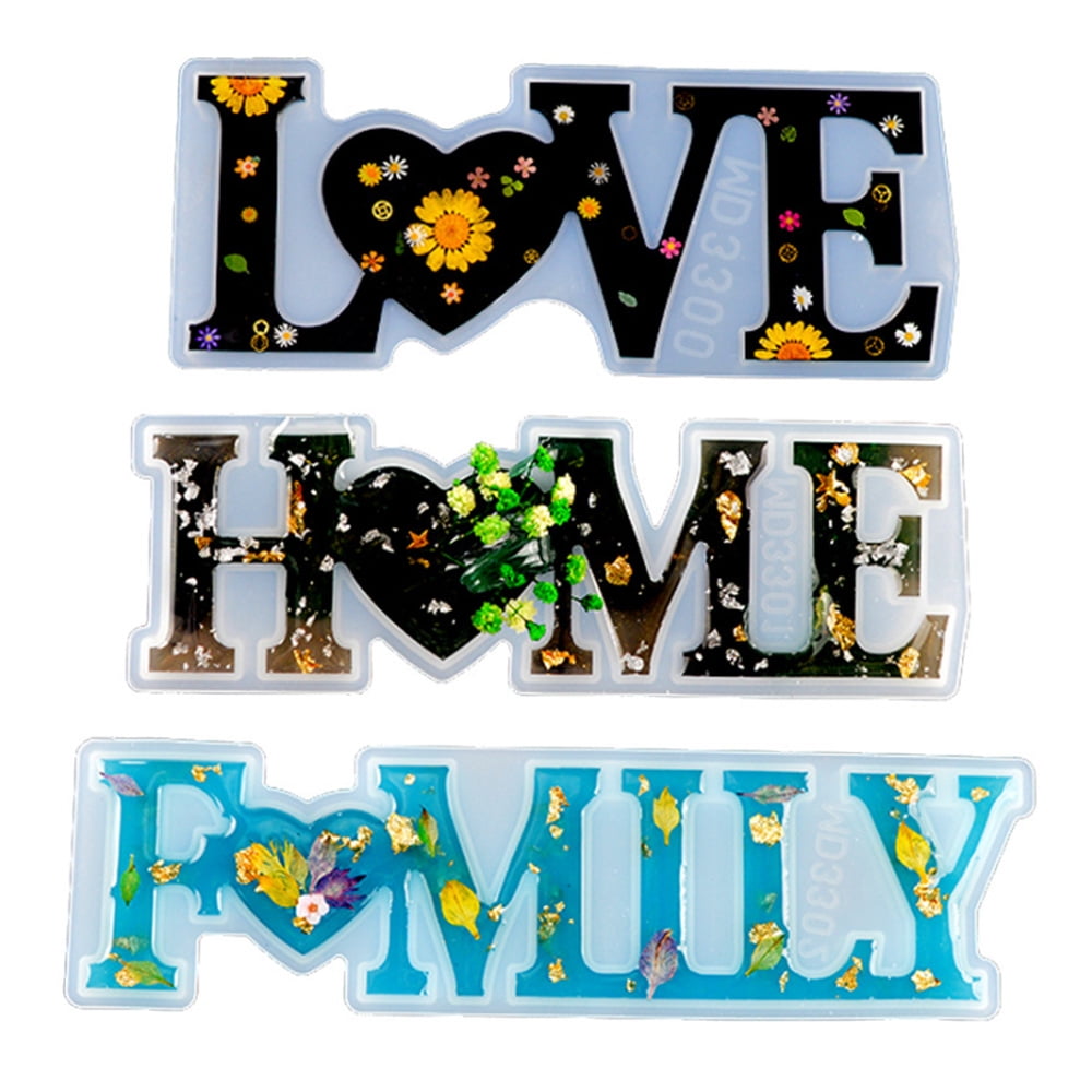 LOVE//HOME//FAMILY Silicone Resin Casting Mold DIY Jewelry Making Tool Epoxy Mould