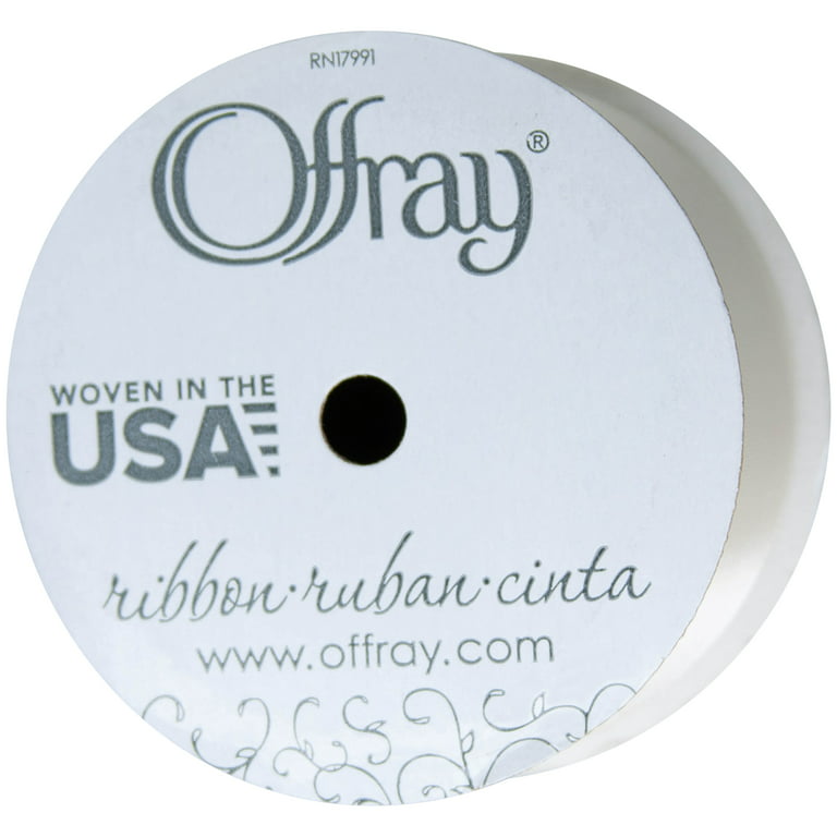 Offray Ribbon, Antique White 1 1/2 inch Single Face Satin Polyester Ribbon,  12 feet 