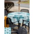 thumbnail image 5 of Outdoor Tablecloth with Umbrella Hole for Patio/Picnic/Party/Camping, Teal Starfish Coastal Waterproof Table Cloth Square Cover Washable, Vintage Seaside Tropical (54"x 54"), 5 of 9