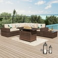 thumbnail image 7 of Sunmthink 7Pcs Outdoor Patio Furniture Set with Fire Pit Table Wicker Rattan Sectional Sofa Patio Conversation Sets-Beige(with Waterproof Cover), 7 of 7