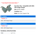 thumbnail image 2 of Sun Visor Clip - Compatible with 2006 - 2007 Dodge Charger, 2 of 2