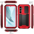 thumbnail image 2 of Dteck Metal Full Body Protection Case for Samsung Galaxy S25 Plus,Shockproof Aluminum Metal+Tempred Glass Screen Protector Heavy Duty Silicone Stand Case Slide Camera Protection Cover,Red, 2 of 7