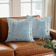 thumbnail image 3 of Throw Pillow Covers, Teal Blue Coastal Decorative Throw Pillow Covers 18x18 Inch, Vintage Summer Beach Coral Shell Starfish Square Linen Pillow Cases for Couch/Living Room/Sofa, 3 of 9
