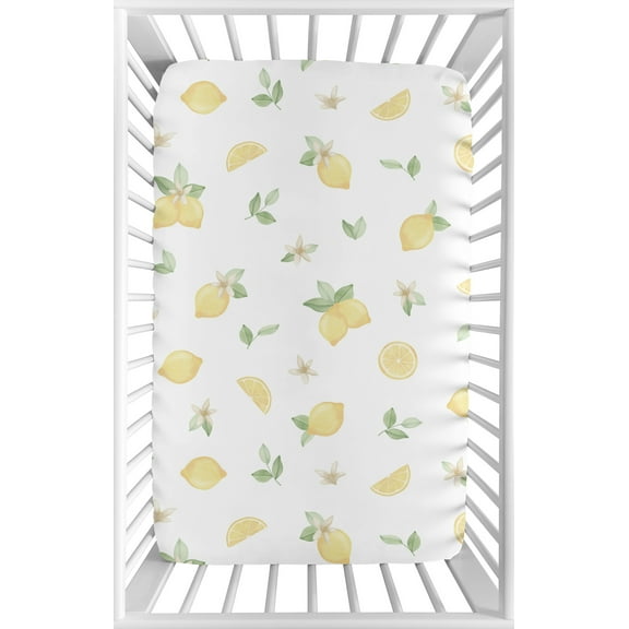 Lemon Floral Fitted Mini Crib Sheet by Sweet Jojo Designs